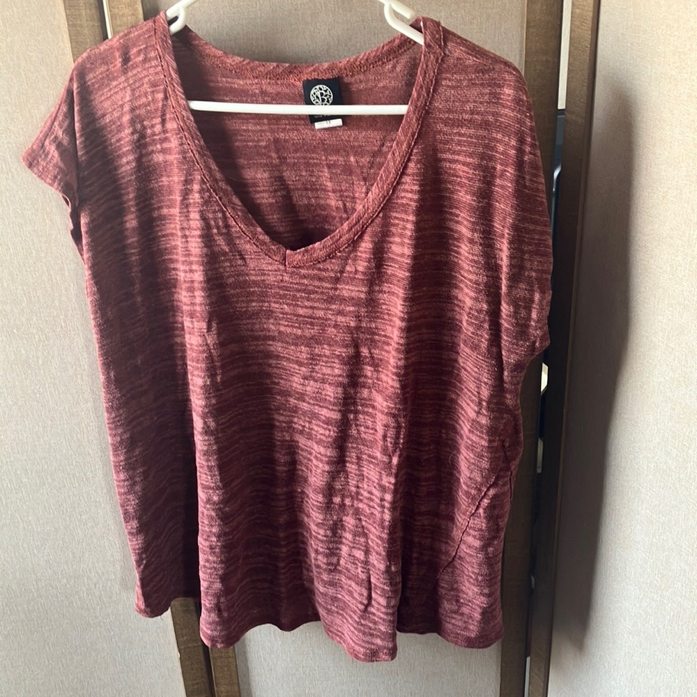 FINAL MARKDOWN Bobeau Short Sleeve V-Neck Top 1X